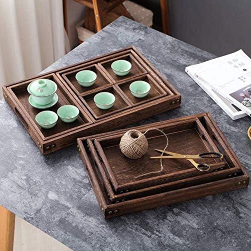 Bamboo Tea Serving Tray Wood Tea Serving Tray Breakfast Serving Tray Cafe Ottoman Tray Snack Dessert Appetizer Tray Jewelry Plate Party Platter for Kitchen Christmas Holiday