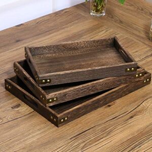 Bamboo Tea Serving Tray Wood Tea Serving Tray Breakfast Serving Tray Cafe Ottoman Tray Snack Dessert Appetizer Tray Jewelry Plate Party Platter for Kitchen Christmas Holiday