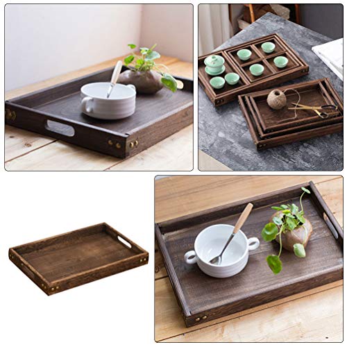 Bamboo Tea Serving Tray Wood Tea Serving Tray Breakfast Serving Tray Cafe Ottoman Tray Snack Dessert Appetizer Tray Jewelry Plate Party Platter for Kitchen Christmas Holiday