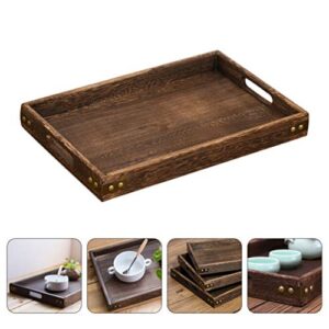 Bamboo Tea Serving Tray Wood Tea Serving Tray Breakfast Serving Tray Cafe Ottoman Tray Snack Dessert Appetizer Tray Jewelry Plate Party Platter for Kitchen Christmas Holiday