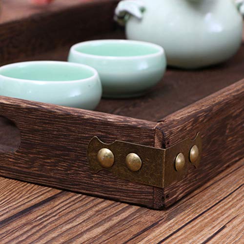 Bamboo Tea Serving Tray Wood Tea Serving Tray Breakfast Serving Tray Cafe Ottoman Tray Snack Dessert Appetizer Tray Jewelry Plate Party Platter for Kitchen Christmas Holiday