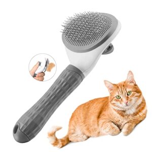 cat grooming brush, cat brushes for indoor cats shedding self clean dog brush shedding brush cat hair one button removes loose undercoat mats tangled hair grooming brush for pets massage-self cleaning slicker brush