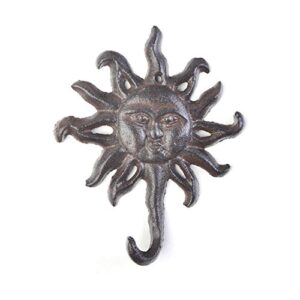 geenite antiqued cast iron sun head single hook hanger animal shaped coat hat hooks heavy duty iron art decorative 1 pc