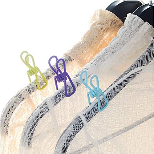 40 Pcs Clothes Line Clips, Utility Clothes Pegs Hanger, Windproof Clothespin, Strong Metal Laundry Hanging Clips for Washing Line, Towel, Paper Binding and Snacks Sealing, Random Color