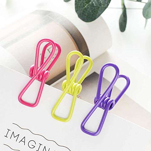 40 Pcs Clothes Line Clips, Utility Clothes Pegs Hanger, Windproof Clothespin, Strong Metal Laundry Hanging Clips for Washing Line, Towel, Paper Binding and Snacks Sealing, Random Color