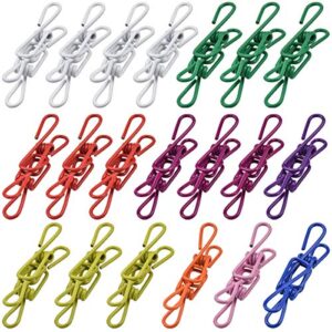 40 Pcs Clothes Line Clips, Utility Clothes Pegs Hanger, Windproof Clothespin, Strong Metal Laundry Hanging Clips for Washing Line, Towel, Paper Binding and Snacks Sealing, Random Color