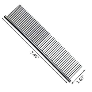 Pet Steel Comb Stainless Steel Grooming Comb with Rounded Ends Steel Combs for Dog Cat Steel Greyhound Comb Stainless Steel Cats Teeth Comb Professional Grooming Tool for Long and Short Haired Dogs