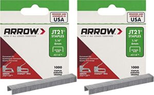 arrow fastener 214 genuine jt21 1/4-inch staples, 1,000-staples - 2 pack