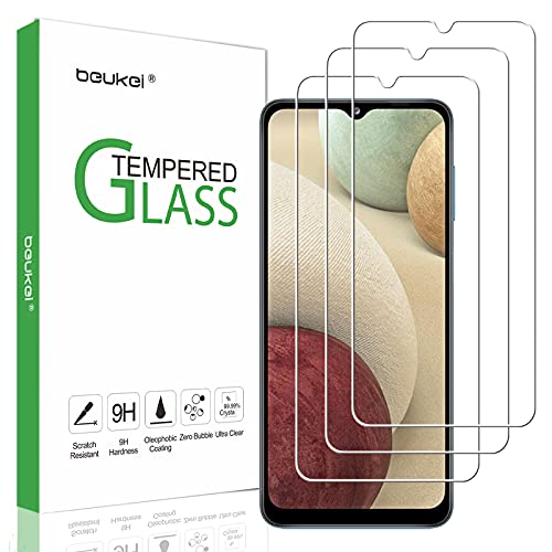 beukei (3 Pack) Screen Protector for Samsung Galaxy A12 Screen Protector Tempered Glass, 6.5 inch, 9H Hardness, Anti Scratch, Bubble Free