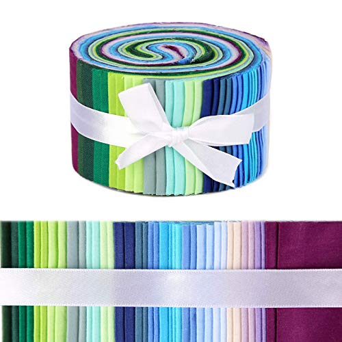 80 Pcs Roll Up Cotton Fabric Quilting Strips, Christmas Jelly Roll Fabric, Cotton Craft Fabric Bundle, Patchwork Craft Cotton Quilting Fabric, Cotton Fabric, Quilting Fabric(2.44x39.4in)