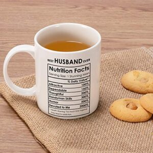 Best Husband Ever Gifts Coffee Mug, Valentines Day Gift for Husband, Birthday Gifts from Wife for Husband, Nutrition Facts Mugs, White, 11oz