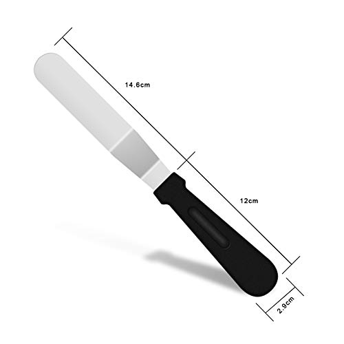 KUFUNG Icing Spatula, Offset Spatula, Stainless Steel with PP Plastic Handle Cake Decorating Frosting Spatula (6 inch, Black+Tulwar)