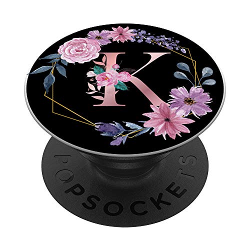 Personalized Women Girls Alphabet Floral K Initial Letter PopSockets PopGrip: Swappable Grip for Phones & Tablets