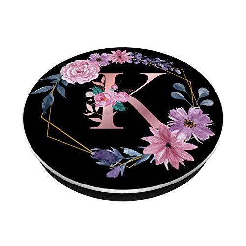 Personalized Women Girls Alphabet Floral K Initial Letter PopSockets PopGrip: Swappable Grip for Phones & Tablets