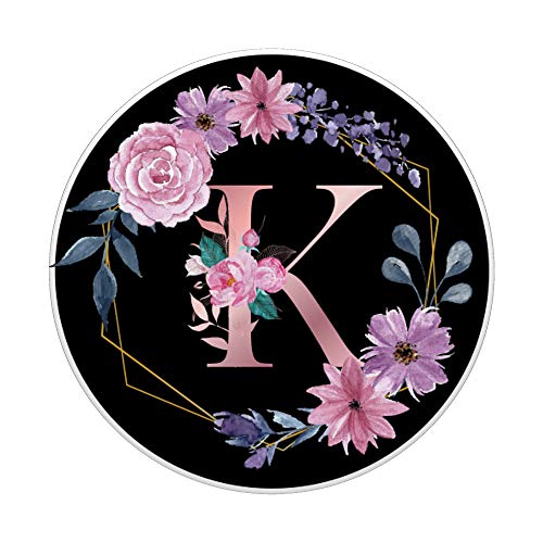 Personalized Women Girls Alphabet Floral K Initial Letter PopSockets PopGrip: Swappable Grip for Phones & Tablets