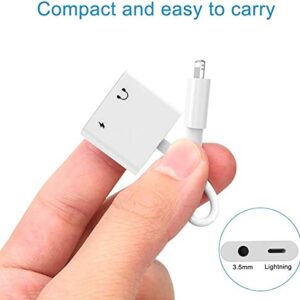 [Apple MFi Certified] 2 Pack Lightning to 3.5mm Headphones Jack Adapter for iPhone, 2 in 1 Charger +Aux Audio Splitter Dongle Adapter for iPhone 13/12/SE/11/Xs/XR/X/8 7 Support All iOS &Volume Control