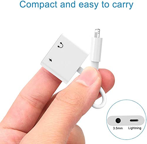 [Apple MFi Certified] 2 Pack Lightning to 3.5mm Headphones Jack Adapter for iPhone, 2 in 1 Charger +Aux Audio Splitter Dongle Adapter for iPhone 13/12/SE/11/Xs/XR/X/8 7 Support All iOS &Volume Control