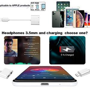 [Apple MFi Certified] 2 Pack Lightning to 3.5mm Headphones Jack Adapter for iPhone, 2 in 1 Charger +Aux Audio Splitter Dongle Adapter for iPhone 13/12/SE/11/Xs/XR/X/8 7 Support All iOS &Volume Control
