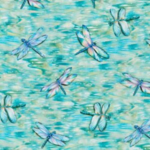 quality fabric dragonflies blue wild magic 100% cotton 1/4 yard (18x22)