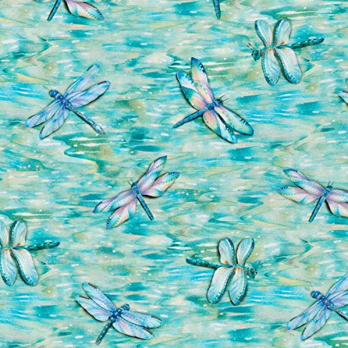 Quality Fabric Dragonflies Blue Wild Magic 100% Cotton 1/4 Yard (18x22)