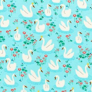 quality fabric princess swan on baby blue flannel by the 1/4 yard (18x22)