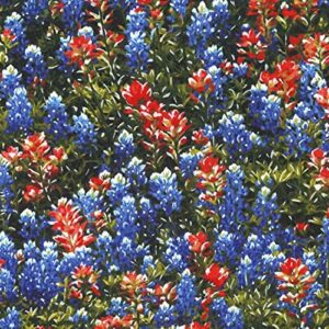 quality fabric flowers texas wild bluebonnets on cotton by the 1/4 yard (18x22)
