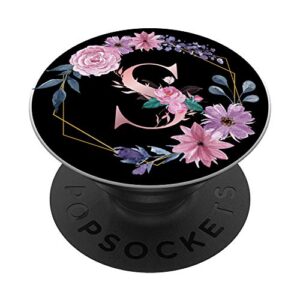 women floral capital s girly personalized initial letter popsockets popgrip: swappable grip for phones & tablets
