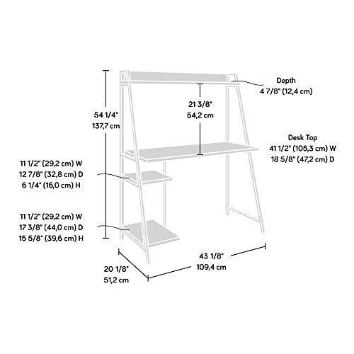 Sauder North Avenue Desk with Hutch, L: 43.07" x W: 20.16" x H: 54.21", Charter Oak Finish