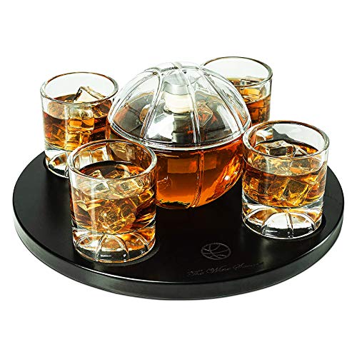 Basketball Decanter Set, Whiskey Scotch or Bourbon Decanter Perfect for Basketball Enthusiasts by The Wine Savant