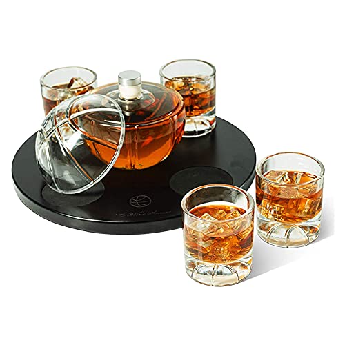 Basketball Decanter Set, Whiskey Scotch or Bourbon Decanter Perfect for Basketball Enthusiasts by The Wine Savant