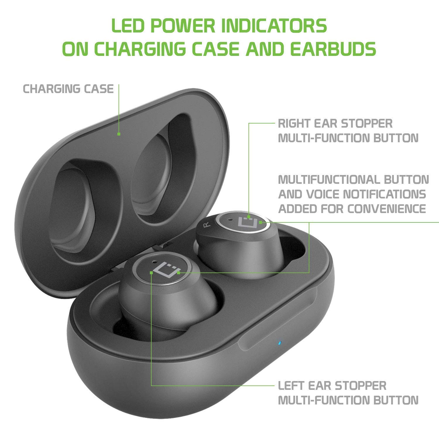 Wireless V5 Bluetooth Earbuds Compatible with Microsoft Surface Pro 6 with Charging case for in Ear Headphones. (V5.0 Black)