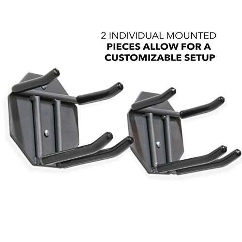 Ski Wall Mounted Rack, Holds 2 Pairs of Skis & Skiing Poles or Snowboard, for Home and Garage Storage, Wall Mounted, Heavy Duty, Rubber-Coated Hook, Set of 2 Hooks