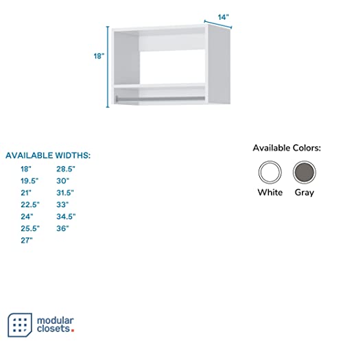 Tall Hanging Closet Unit - Modular Closet System For Hanging - Corner Closet System - Closet Organizers And Storage Shelves (White, 30 inches Wide) Closet Shelves