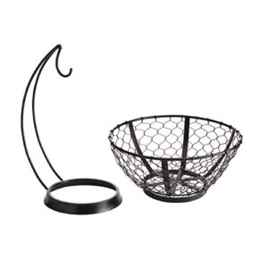 Gourmet Basics by Mikasa Farmer's Market Fruit Basket with Banana Hook, 14 3/4 inches Tall with a 12-inch Diameter, Black