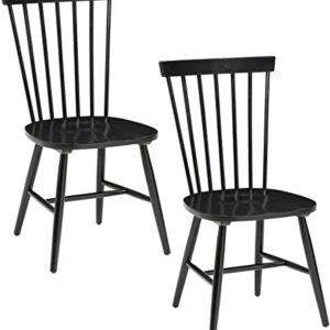 OSP Home Furnishings Eagle Ridge Traditional Windsor Style Solid Wood Dining Chairs 2-Pack, Black