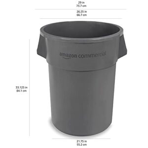 AmazonCommercial 55 Gallon Heavy Duty Round Trash/Garbage Can, Grey, 2-pack
