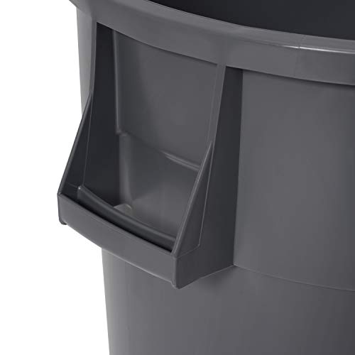 AmazonCommercial 55 Gallon Heavy Duty Round Trash/Garbage Can, Grey, 2-pack