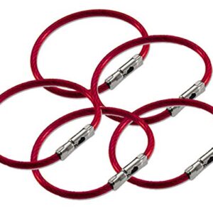 Lucky Line 5" Flex-O-Loc Cable Key Ring, Galvanized Steel, Corrosion-Resistant, Red, 5 Pack (7117005)