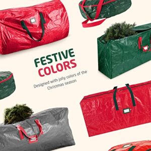 Zober 2-Pack Artificial Extra Large Christmas Tree Storage Bag - Fits Up to 9-Foot Holiday Xmas Disassembled Trees with Durable Reinforced Handles & Dual Zipper - Waterproof Material Protects from Dust, Moisture & Insects (Red)