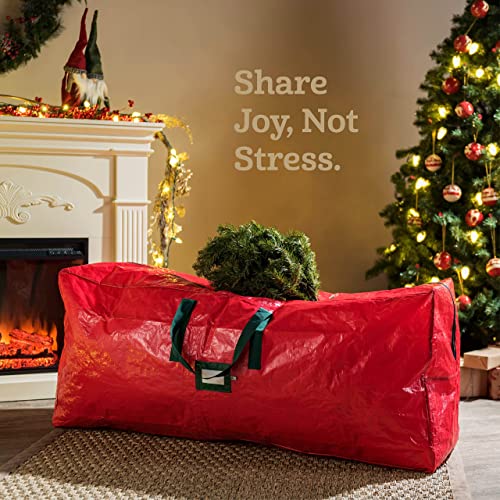 Zober 2-Pack Artificial Extra Large Christmas Tree Storage Bag - Fits Up to 9-Foot Holiday Xmas Disassembled Trees with Durable Reinforced Handles & Dual Zipper - Waterproof Material Protects from Dust, Moisture & Insects (Red)