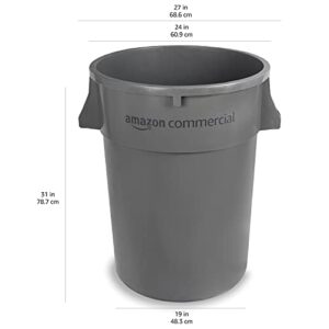 AmazonCommercial 44 Gallon Heavy Duty Round Trash/Garbage Can, Grey, 4-pck