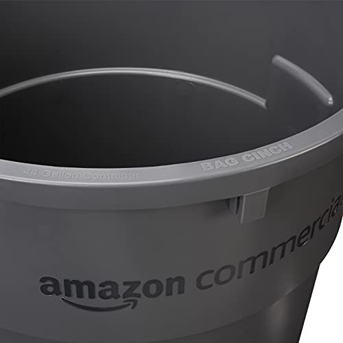 AmazonCommercial 44 Gallon Heavy Duty Round Trash/Garbage Can, Grey, 4-pck