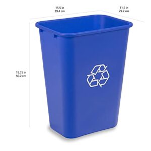 AmazonCommercial 10 Gallon Commercial Office Wastebasket, Blue, w/ Recycle Logo, 2-pack