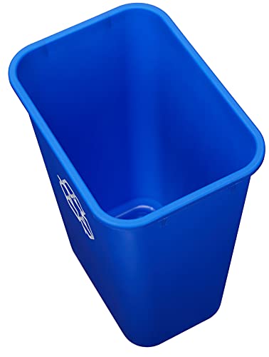 AmazonCommercial 10 Gallon Commercial Office Wastebasket, Blue, w/ Recycle Logo, 2-pack