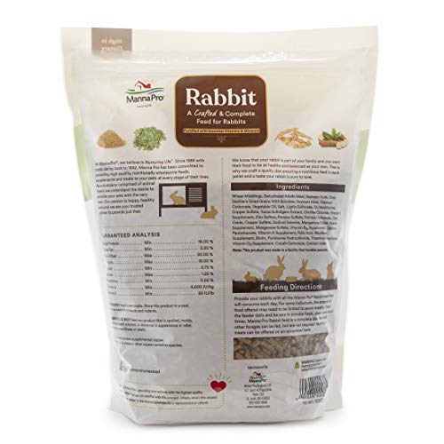 Manna Pro Rabbit Feed | with Vitamins & Minerals | Complete Feed for Rabbits | No Artificial Colors or Flavors | 5lb