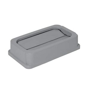 amazoncommercial 23 gallon rectangular double flip lid for slim trash can, 1 pack, grey