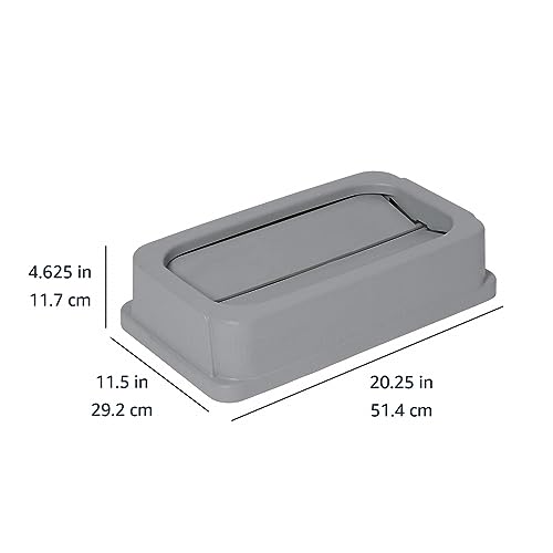 AmazonCommercial 23 Gallon Rectangular Double Flip Lid For Slim Trash Can, 1 Pack, Grey