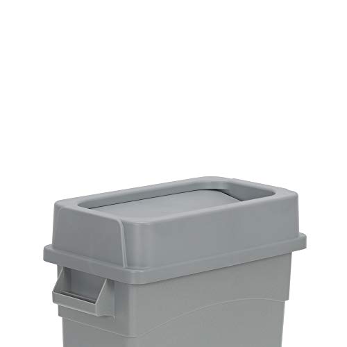 AmazonCommercial 23 Gallon Rectangular Double Flip Lid For Slim Trash Can, 1 Pack, Grey