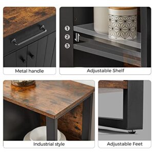 VASAGLE Buffet Cabinet, Kitchen Sideboard, Storage Organizer with Drawer, Shelves, Door, for Living Room Hallway, Rustic Brown and Black ULSC103B01