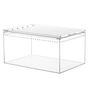 remasiko magnetic acrylic case, 12" x 8" x 6" enclosure flat long reptile breeding box terrarium cage for scorpion sling isopods lizards invertebrates insects mantis